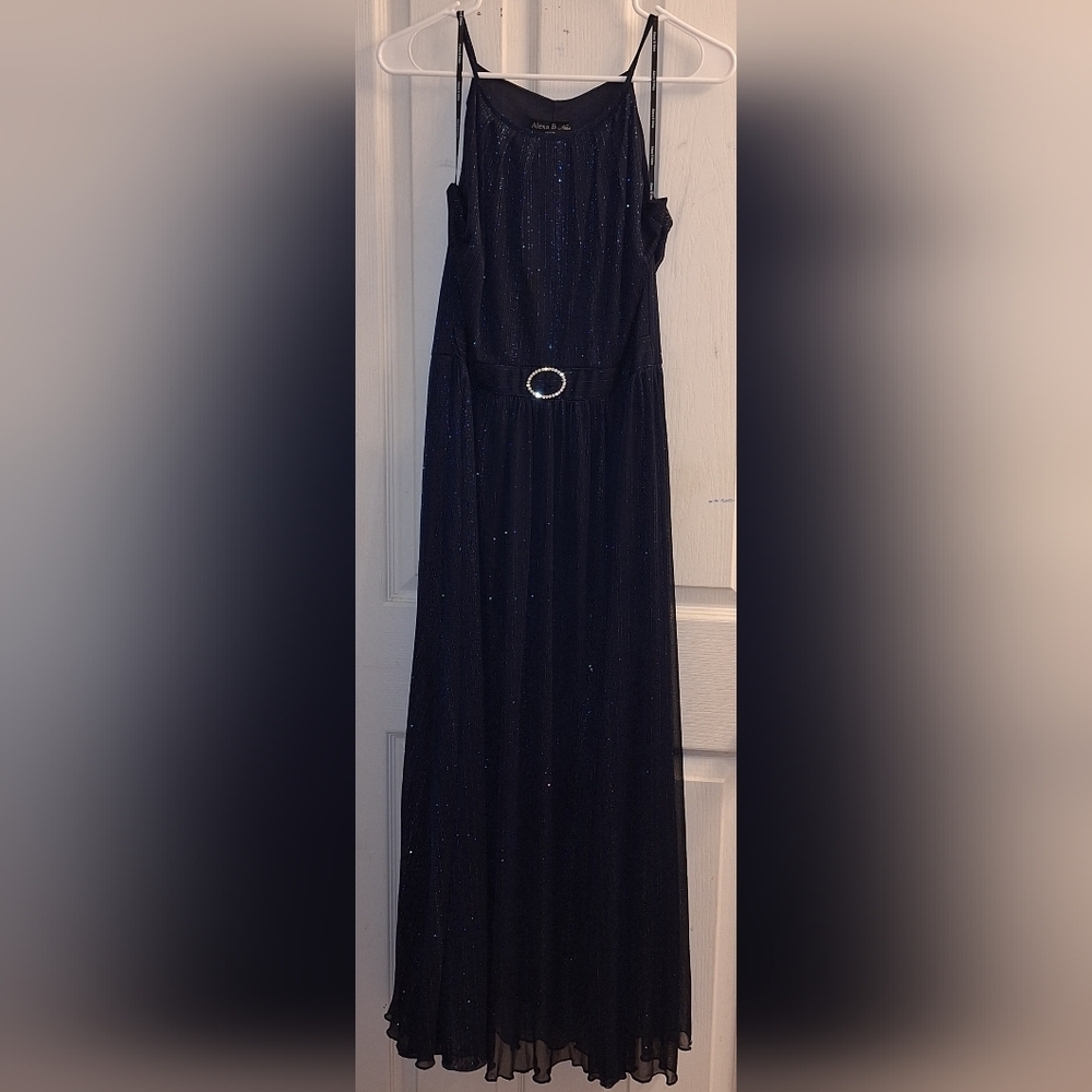 Alexa B Nites Glitter Spaghetti Strap Maxi Dress 12 Petite